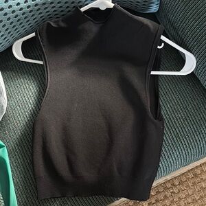 COS Black Fitted Sleeveless cropped Tee